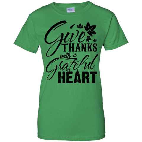 Image of Give Thanks with a Grateful Heart Ladies' 100% Cotton T-Shirt for This Thanksgiving - DNA Trends