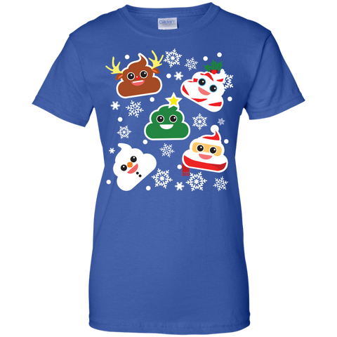 Image of Funny Smiling Poop Ladies' 100% Cotton T-Shirt - Christmas Collection - DNA Trends