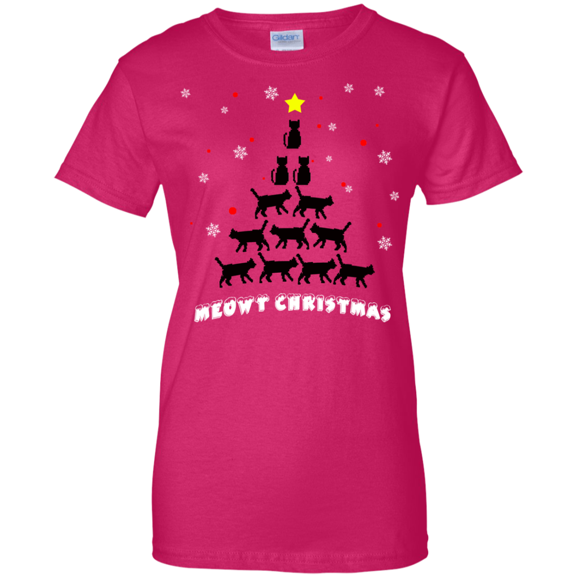 Meowy Christmas Cat Lover Ladies' 100% Cotton T-Shirt - DNA Trends