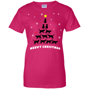 Meowy Christmas Cat Lover Ladies' 100% Cotton T-Shirt - DNA Trends