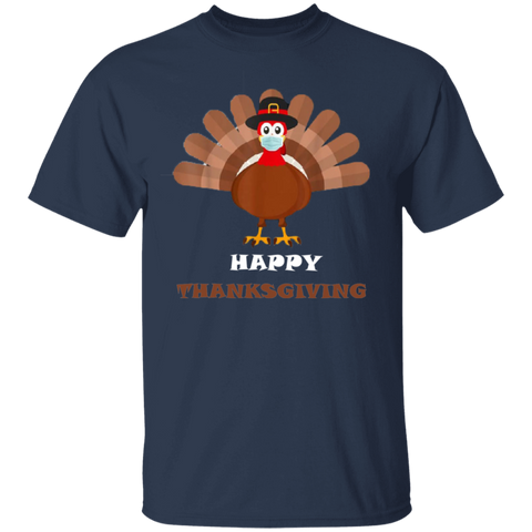 Image of Happy Thanksgiving Masked Turkey Youth T-Shirt - DNA Trends
