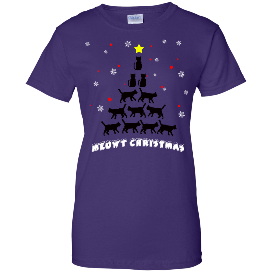 Meowy Christmas Cat Lover Ladies' 100% Cotton T-Shirt - DNA Trends