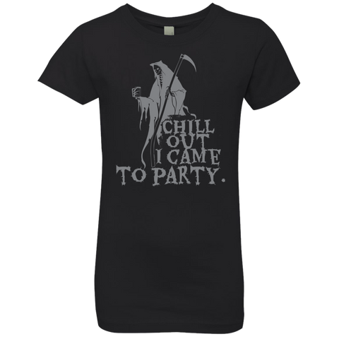 Image of Chill Out I Came To Party Grim Reaper T-Shirt Halloween Clothing (Girls) - DNA Trends