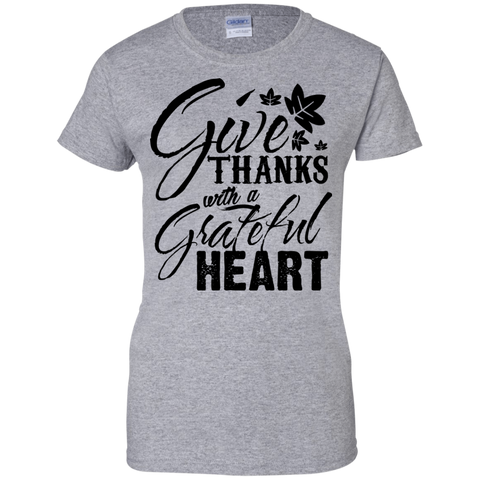 Image of Give Thanks with a Grateful Heart Ladies' 100% Cotton T-Shirt for This Thanksgiving - DNA Trends