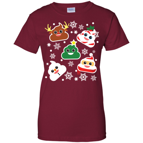 Image of Funny Smiling Poop Ladies' 100% Cotton T-Shirt - Christmas Collection - DNA Trends