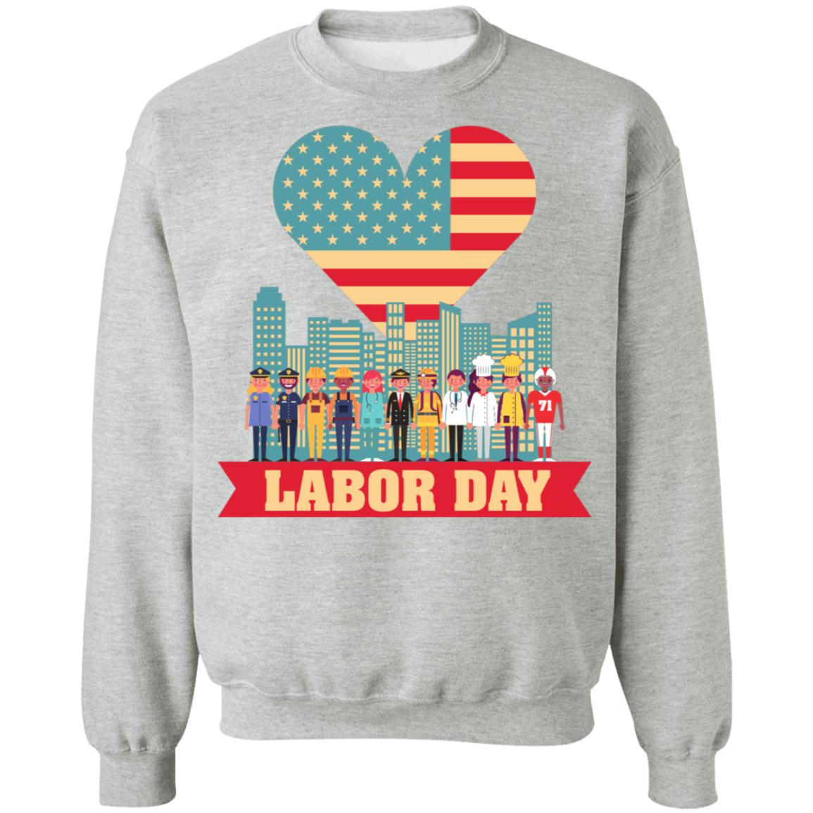 Labor Day USA Crewneck Pullover Sweatshirt - DNA Trends