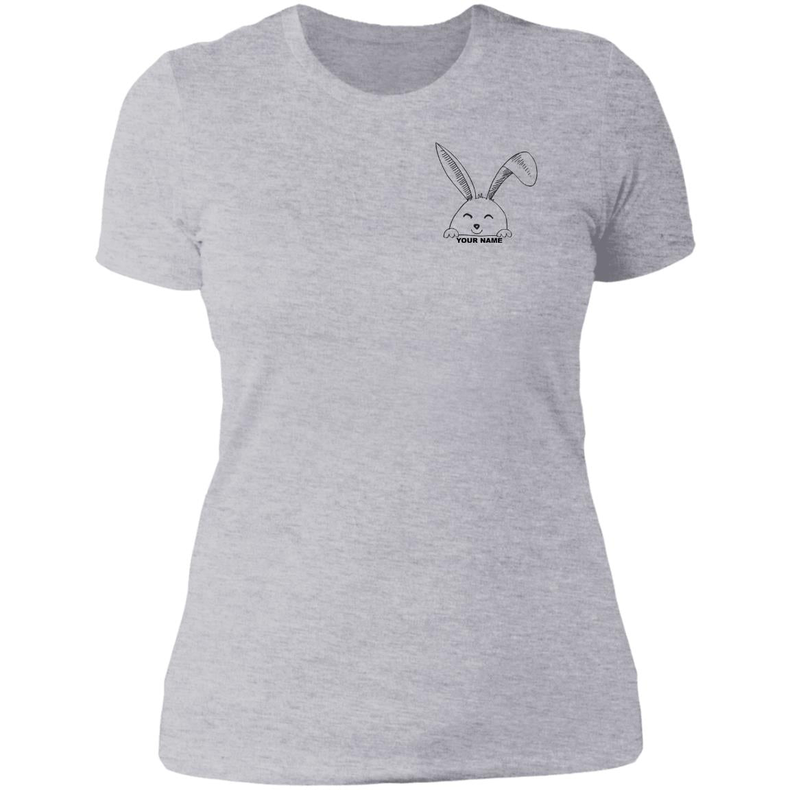 Minimalist Easter Bunny Custom Name  Ladies' T-Shirt: Easter Bunny Custom Name,Pocket Bunny, Minimalist Easter, Personalized Easter