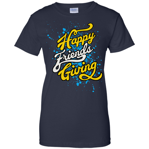 Image of Funny Happy Friendsgiving T-shirt for Ladies' 100% Cotton T-Shirt by Gildan - DNA Trends