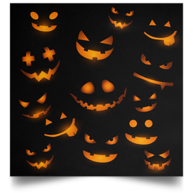 Glowing Pumpkins Halloween Satin Square Poster - DNA Trends