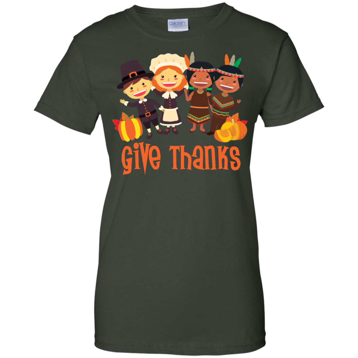 Give Thanks Cool Ladies' Thanksgiving 100% Cotton T-Shirt - Very Comfortable - DNA Trends