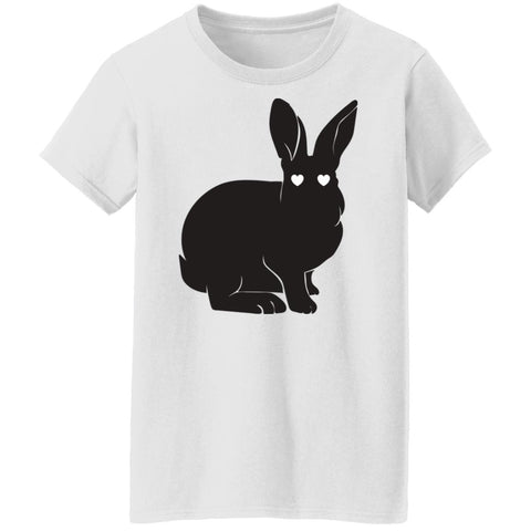 Image of Silhouette Cute Easter Bunny Ladies'  T-Shirt: Cute Easter Bunny, Cute Silhouette, Happy Easter, Family Easter