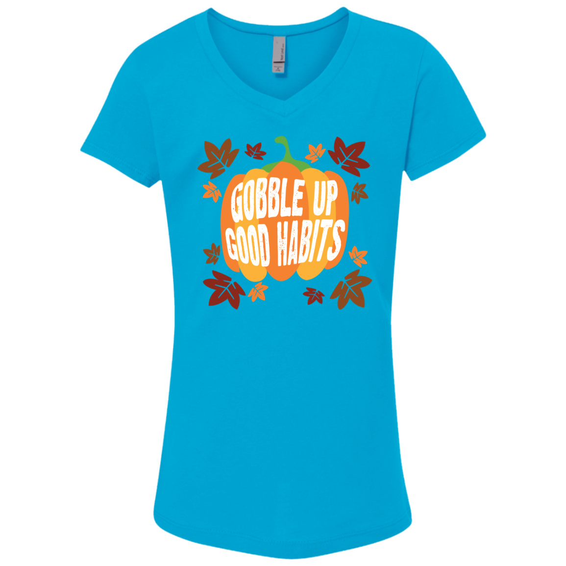 Gobble Up Good Habits Girls' Princess V-Neck T-Shirt - DNA Trends