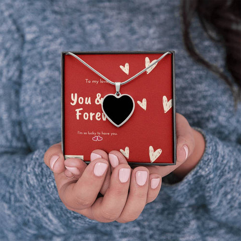 Image of You And Me Forever Message Card - Personalized Heart Necklace - Add Your Photo - DNA Trends