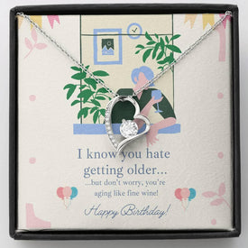 Age Like Fine Wine Message For Bestie Polished Heart Necklace - Birthday Gift - DNA Trends