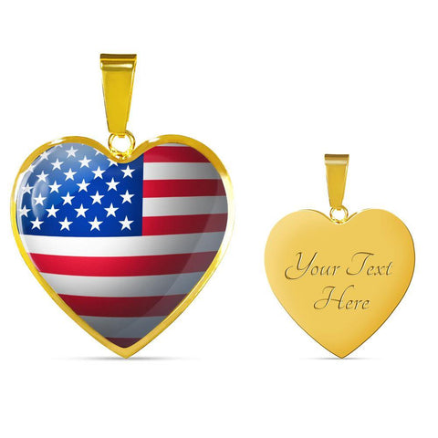 Image of 4th  of  July American Flag Necklace, Custom Patriotic Jewelry,  Personalized Engraving at the back, Patriotic Gift - DNA Trends