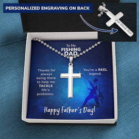 To My Fishing Dad Father's Day Cross Necklace(Personalized Engraving On Back) - DNA Trends