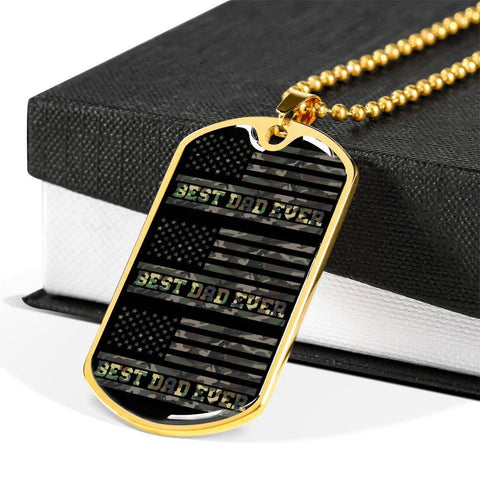 Image of Best Dad Ever Military Style Dog Tag Father's Day Necklace - DNA Trends