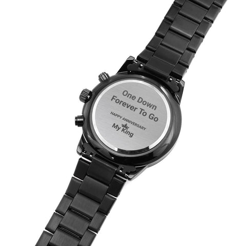 One Down, Forever To Go- 1st Wedding Anniversary Engraved Watch - Gift To Husband - DNA Trends