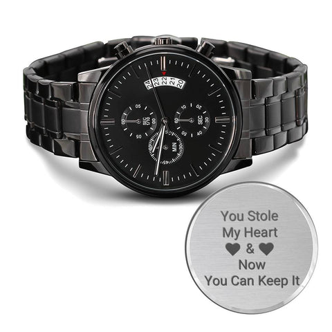 Gift For Him (You Stole My Heart) Engraved Chronograph Watch - DNA Trends