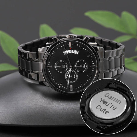 Image of Gift For Him (Damn You're Cute) Engraved Design Chronograph Watch - DNA Trends