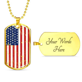 4th of July, American Flag Necklace, American Flag Pendant,  Patriotic Gift,- US Flag Necklace , Custom Engraving At The Back - DNA Trends