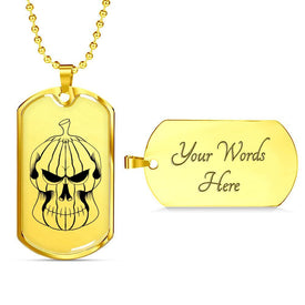 Pumpkin Skull Halloween Luxury Military Style Necklace- Personalized Engraving - DNA Trends
