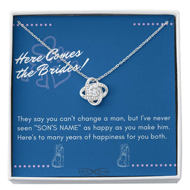 Here Comes The Bride Message Card - Gift To Daughter-In-Law Zirconia Necklace - DNA Trends