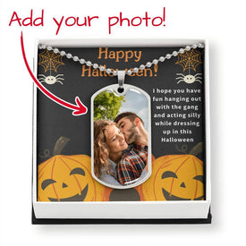 Personalized Halloween Gift Necklace - Message Card - Hang Out and Have Fun - DNA Trends