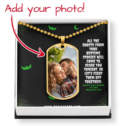 Personalized Halloween Gift Necklace - Message Card - Happy Halloween To The Bravest Kid! - DNA Trends