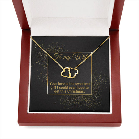 Christmas Gift To Wife: 10K Solid Yellow Gold Hearts - Your Love Is The Sweetest Gift Message Card