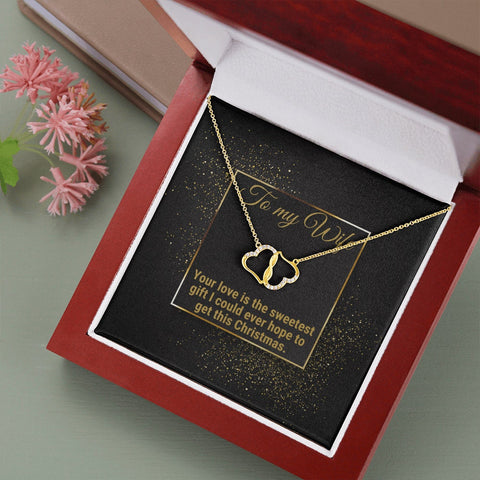 Christmas Gift To Wife: 10K Solid Yellow Gold Hearts - Your Love Is The Sweetest Gift Message Card
