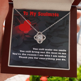 Valentines Day : You still make me smile, Love Knot Necklace- Gift For Her