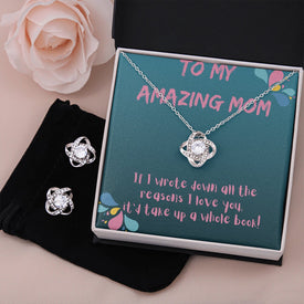 To My Amazing Mom: Love Knot Zirconia Necklace- Mothers Day Message Card