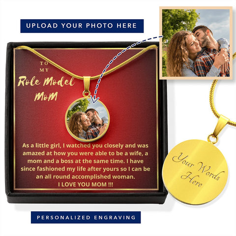 Personalized Gift From Only Daughter To Mom : Customized Shatterproof liquid glass Pendant, Luxury Necklace , Mother's Day Gift Card