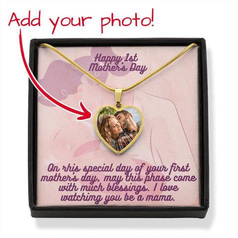 Image of 1st Mother's Day:Customized Shatterproof liquid glass Pendant, Luxury Necklace - Love Watching You Be A Mama message Card,Personalized Gift