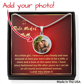 Personalized Gift From Only Daughter To Mom : Customized Shatterproof liquid glass Pendant, Luxury Necklace , Mother's Day Gift Card