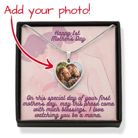 1st Mother's Day:Customized Shatterproof liquid glass Pendant, Luxury Necklace - Love Watching You Be A Mama message Card,Personalized Gift