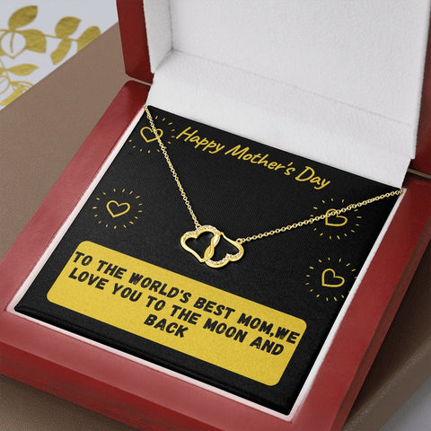 To Best Mom In The World: Everlasting Love 10k Solid Gold Hearts Pendant Necklace,  Mother&#39;s Day Gift