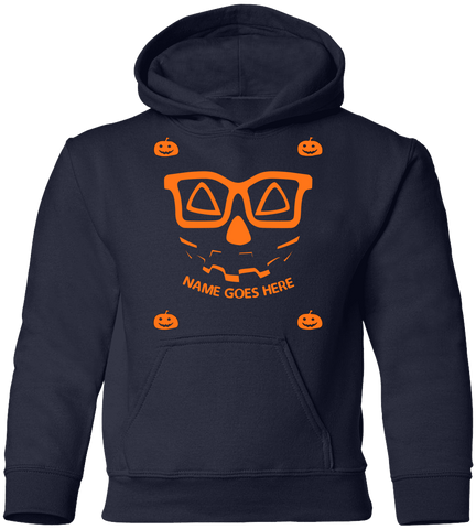 Image of Personalized Creepy Nerd Pumpkin Halloween Costume Youth Pullover Hoodie - DNA Trends