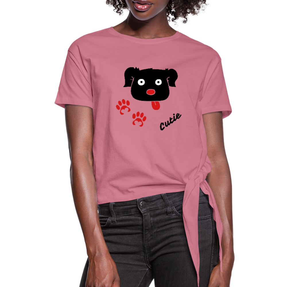 Cute puppy face Women's Knotted T-Shirt - DNA Trends