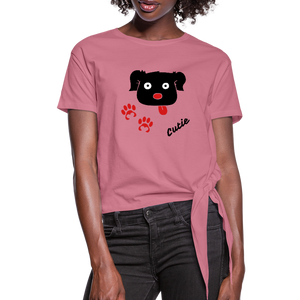 Cute puppy face Women's Knotted T-Shirt - DNA Trends