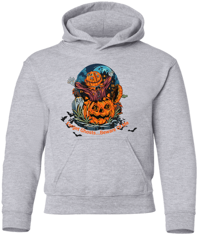 Image of Spooky Yard Halloween Costume Youth Pullover Hoodie , Forget Ghosts... Beware Of Me Custom Design - DNA Trends